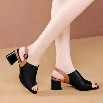 Sandália-Feminina-em-Couro-Peep-Toe