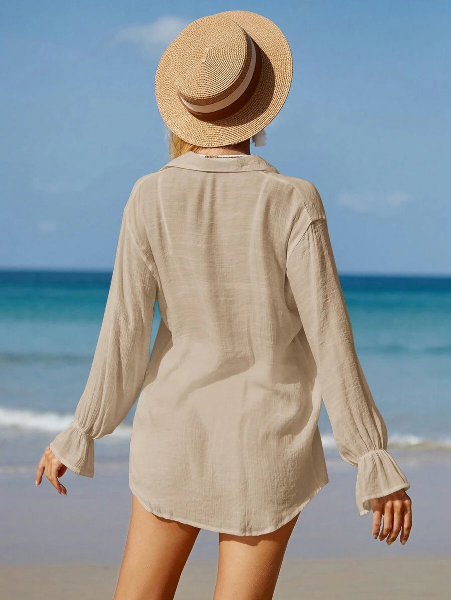 Saída-de-Praia-Elegante-Conjunto-Camisa-e-Short