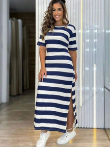 Vestido-Longo-Listrado-Manga-Curta-Com-Fenda-Zaya