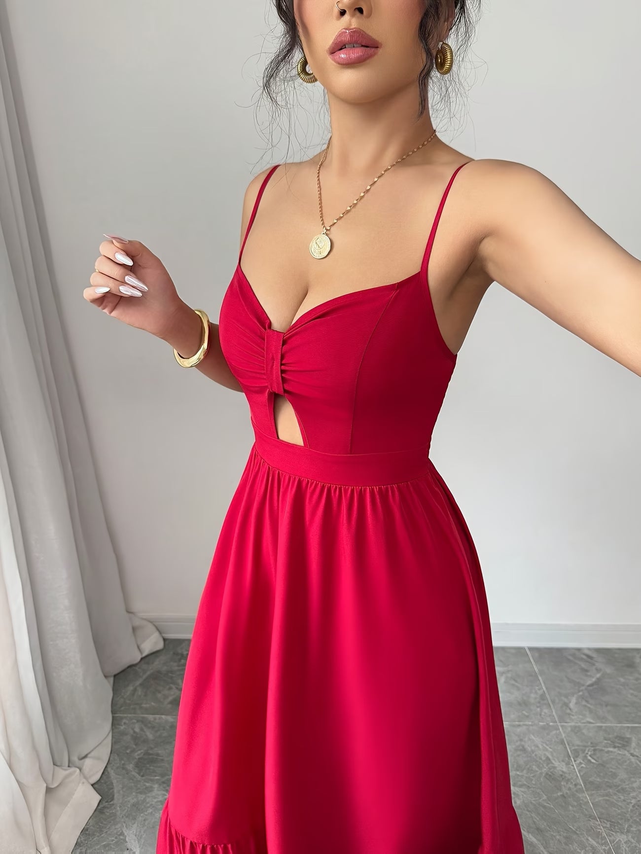 Vestido-Vermelho-Alça-Fina